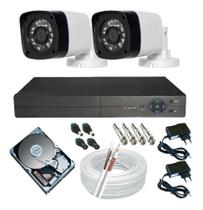 Kit 2 Câmeras Segurança + Dvr 4 Canais + Hd + Acessórios