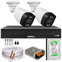 Kit 2 Câmeras Segurança FullColor Visão Noturna Colorida Dvr Intelbras 1004c Hd 500gb