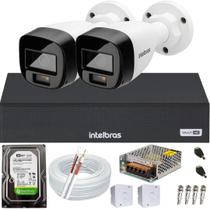 Kit 2 Câmeras Segurança Intelbras Full Color vhd 1120b Dvr Full Hd 4ch Colorido 24hrs