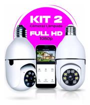 Kit 2 Câmeras Segurança Lâmpada 360 Wifi Ip Hd Visão Noturna