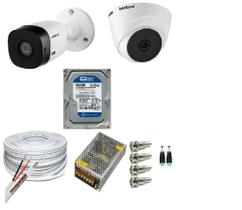 Kit 2 Câmeras Segurança VHC 1120B Hd 720 bullet Intelbras + cabos conectores C/Hd 160GB