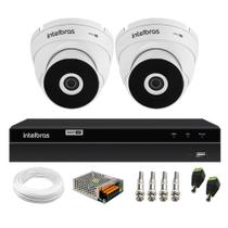 Kit 2 Câmeras Segurança VHD 3220 D Dome Resistente à Chuva IP67 + DVR Intelbras MHDX 1204 4 Canais