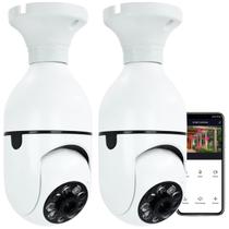 Kit 2 Câmeras Segurança Wifi Smart Lampada Teto HD Noturna