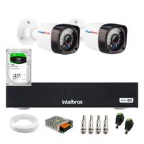 Kit 2 Câmeras TF 1220 Bullet Full HD 1080p Alta definição Visão Noturna 20M IP66 + DVR Intelbras MHDX 3004-C 4 Canais + HD 1TB BarraCuda