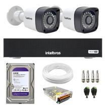 Kit 2 Câmeras TF1220 Bullet Full HD 1080p Visão Noturna 20M Proteção IP66 + DVR Gravador Intelbras MHDX 3004 4 Canais + HD 500GB