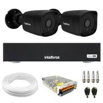 Kit 2 Câmeras Tudo Forte Bullet Black Full HD 1080p, Lente 2.8mm, Visão Noturna 20M, IP66 + Gravador Digital de vídeo Intelbras MHDX 1104-C