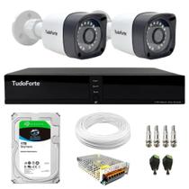 Kit 2 Câmeras Tudo Forte TF 1220 B Full HD 1080p Bullet com Visão Noturna 20M Proteção IP66 + DVR Tudo Forte TFHDX 3304 4 Canais + HD SkyHawk 1TB