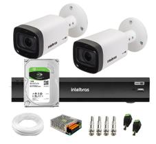 Kit 2 Câmeras Varifocal Bullet Intelbras VHD 3240 VF IP67 IR 40m + DVR MHDX 1204 4 Ch + HD 1TB