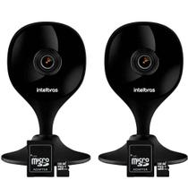 Kit 2 Câmeras Wi-Fi com Aúdio e Inteligência Artificial iMX C Black Intelbras Visão Superwide + 2 Cartões De Memória 128gb