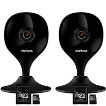 Kit 2 Câmeras Wi-Fi com Aúdio e Inteligência Artificial iMX C Black Intelbras Visão Superwide + 2 Cartões De Memória 32gb