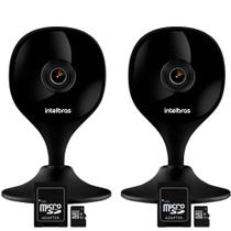 Kit 2 Câmeras Wi-Fi com Aúdio e Inteligência Artificial iMX C Black Intelbras Visão Superwide + 2 Cartões De Memória 64gb
