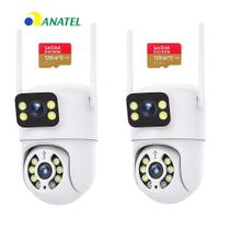 Kit 2 Câmeras Wifi Full HD 8MP Speed Dome Ptz 360 Rotativa Segurança Externa Visão Noturna Alta Resolução Com 2 Cartões 128GB