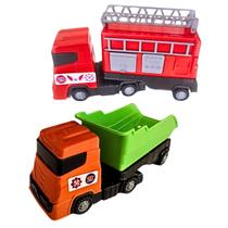 Kit 2 Caminhão Brinquedo Bombeiro E Caçamba Articulado Infantil Interativo Super Frotinha Divplast Kit 2 Caminhão Brinquedo Bombeiro E Caçamba Articulado Infantil Interativo Super Frotinha Divplast