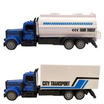 Kit 2 Caminhão City De Ferro,Plastico Colecionáveis 12Cm