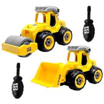 Kit 2 Caminhão e Trator Educativo Montar com Chave Infantil - Miki Toy
