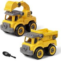 Kit 2 Caminhão Monta Desmonta Ferramenta Caçamba Escavadeira