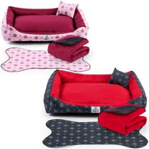 kit 2 Caminhas 4 Pçs Tamanho P 50x40cm Edredom Tapete Pet Cachorro Gato