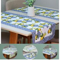 Kit 2 Caminho De Mesa Estampado Decoração Limão Lavanda