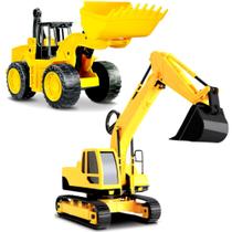 Kit 2 Caminhões Trator e Escavadeira Controle por Alavancas Kit 2 Caminhões Trator e Escavadeira Controle por Alavancas