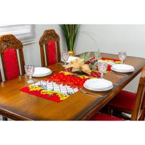 Kit 2 Caminhos de Mesa Natalino Decorativo Estampado e Liso 1,40m X 40cm Oxford