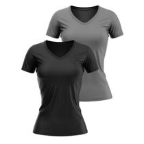 Kit 2 Camisa Blusa Térmica Camiseta Manga Curta Feminina Academia Treino Pescaria Esportiva Fitness