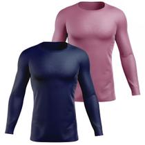 Kit 2 Camisa Blusa Térmica Manga Longa Dryfit Academia Treino Pescaria Esportiva Fitness Solar UV+50