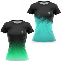 Kit 2 Camisa Camiseta Blusa Feminina Fitness Academia Dry Fit UV Caminhada Musculação