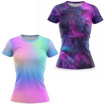 Kit 2 Camisa Camiseta Blusa Feminina Fitness Academia Dry Fit UV Caminhada Musculação