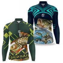 Kit 2 Camisa Camiseta Pesca Masculina Manga Longa Proteção UV 50 Pescaria Secagem rapida