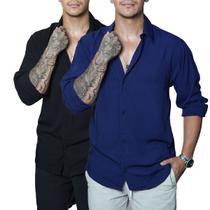 Kit 2 Camisa de Linho Blusa Manga Longa Viscose Praia Masculina Muitas Cores