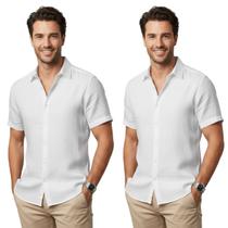 Kit 2 Camisa de linho Masculina para verão praia manga curta fresca moda