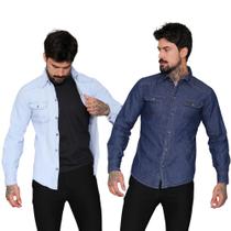 Kit 2 Camisa Jeans Masculina Manga Longa Social Executivo - Modas Lemes