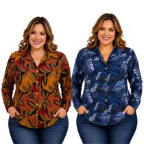 Kit 2 Camisa Manga 3/4 Feminina Senhoras Malha Fria Kit 2 Camisa Manga 3/4 Feminina Senhoras Malha Fria