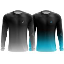 Kit 2 Camisa Manga Longa Masculina Caminhada Esporte Estampada Proteção UV Casual Sofisticada Prote