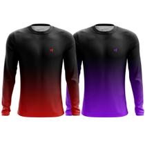 Kit 2 Camisa Manga Longa Masculina Caminhada Esporte Estampada Proteção UV Casual Sofisticada Prote