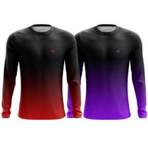 Kit 2 Camisa Masculina Estampa Digital Academia Treino Manga Longa Academia Camiseta Proteção UV Dur