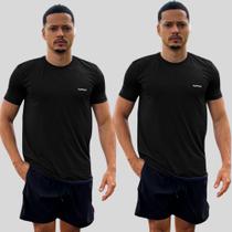 Kit 2 Camisa Ove Preta Dry Fit Masculina Esportiva Academia Treino Dia a Dia Proteção Solar UV 50+