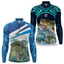 Kit 2 Camisa pesca Manga longa protecao solar uv 50 Camiseta de pescaria com secagem rapida - Efect