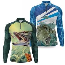 Kit 2 Camisa pesca Manga longa protecao solar uv 50 Camiseta de pescaria com secagem rapida - Efect