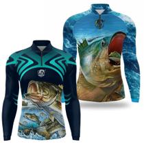 Kit 2 Camisa Pesca Masculina Camiseta Blusa de Pescaria com Protecao UV 50 Secagem Rapida