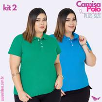 Kit 2 Camisa Plus Size Gola Polo Feminina Tecido Premium e Ótimo Acabamento