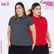 Kit 2 Camisa Plus Size Gola Polo Feminina Tecido Premium e Ótimo Acabamento