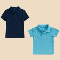 Kit 2 Camisa Polo Infantil Masculina Básica com Gola Clássica e Botão Estilo e Conforto
