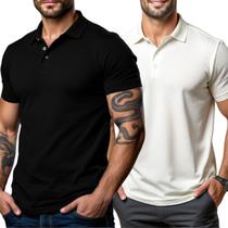 Kit 2 Camisa Polo Masculina Alta Qualidade Lisa Malha Piquet