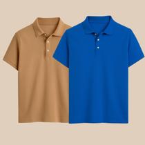 Kit 2 Camisa Polo Masculina Básica Elegante com Botões Estilo Casual e Conforto Todo Dia!