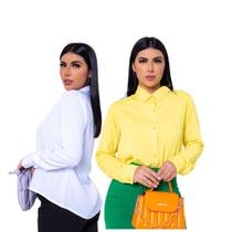 Kit 2 Camisa Social Feminina Básica Casual Disponível Em Varias Cores