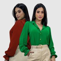 Kit 2 camisa social feminina manga lastex Kit 2 camisa social feminina manga lastex