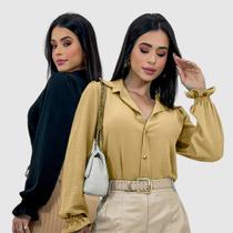 Kit 2 camisa social feminina manga lastex Kit 2 camisa social feminina manga lastex