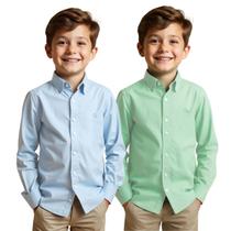 Kit 2 Camisa Social Infantil Manga Longa Menino Kit 2 Camisa Social Infantil Manga Longa Menino