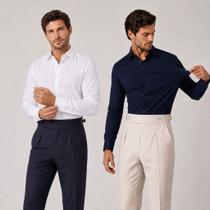 Kit 2 Camisa Social Masculina Manga Longa Slim Tecnologica Não Amassa e Estica Elegante Para Trabalh